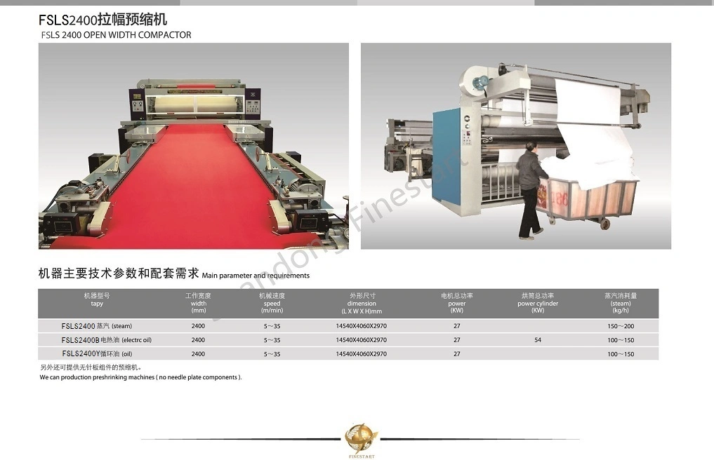 Open Width Compactor for Knitted Open Width Fabric
